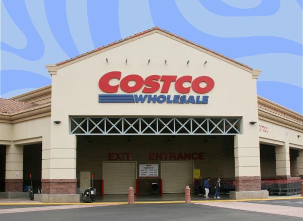 Costco storefront set against a blue background